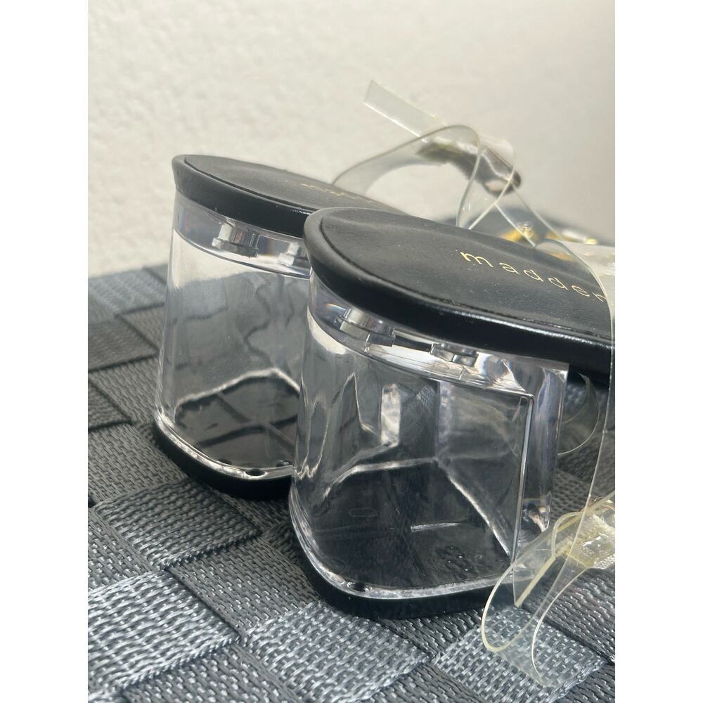 Madden Women's Size 6.5 Heels Clear Acrylic Block Heel Sandals Rhinestones - Picture 7 of 10